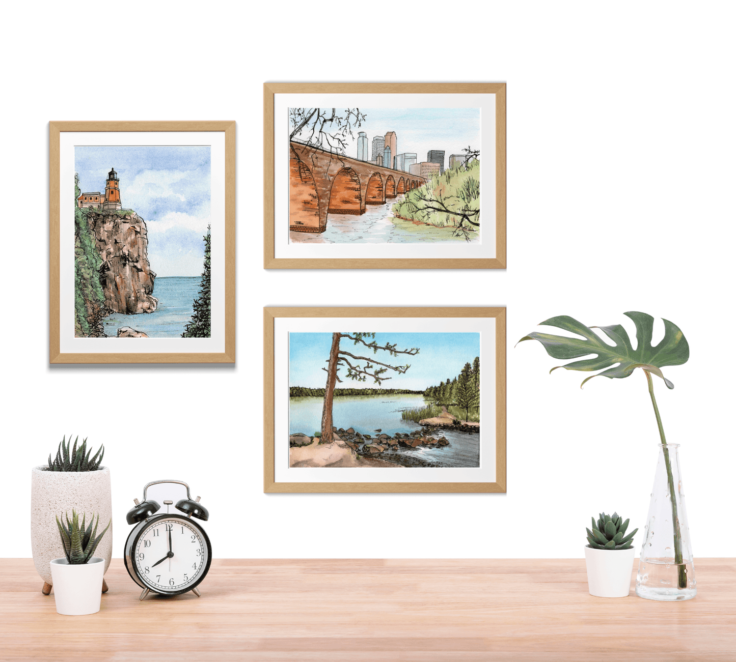 Split Rock Lighthouse in Pen and Watercolor - Archival Quality Art Print