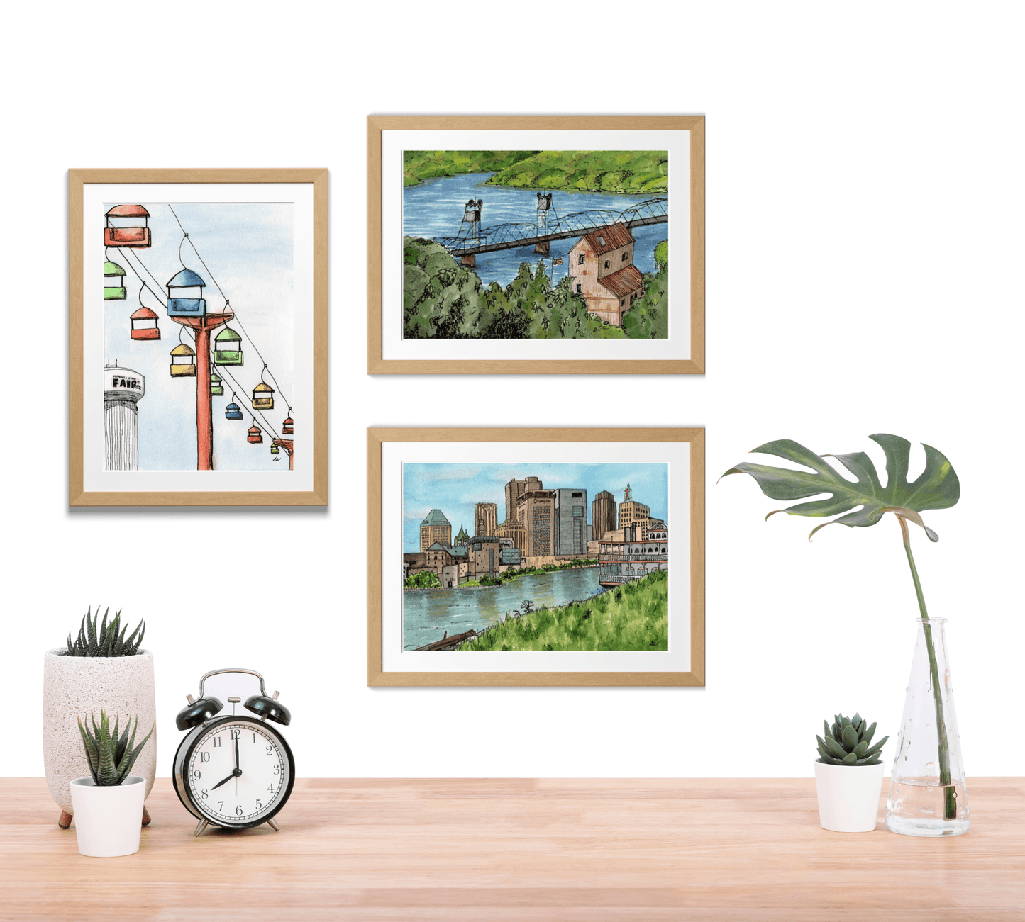 St. Paul Skyline in Pen and Watercolor - Archival Quality Art Print