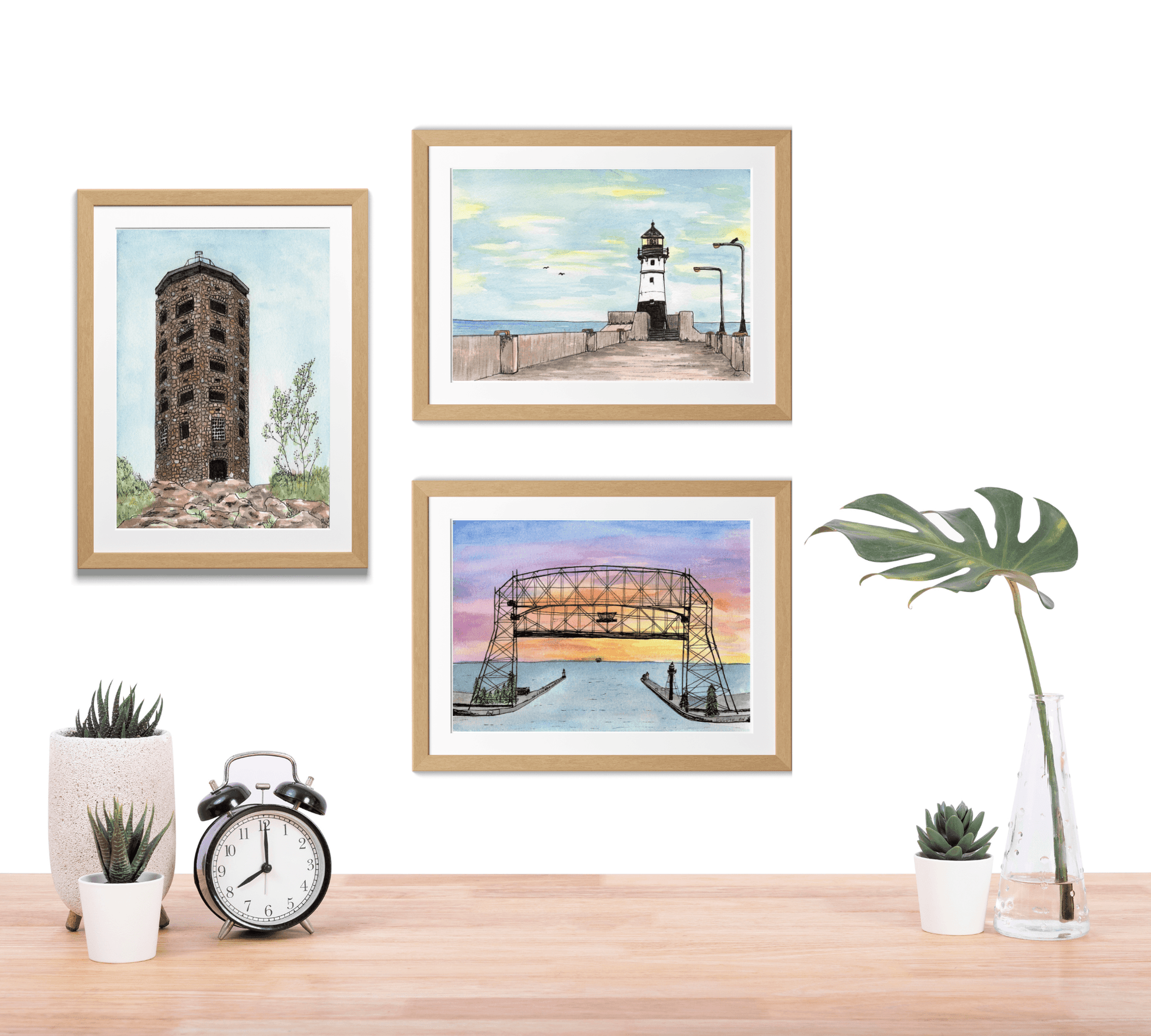 Duluth Lift Bridge Pen and Watercolor Art - Archival Quality Art Print - alyssawhetstoneart
