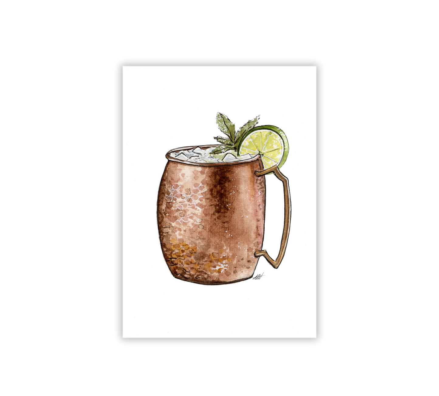 Moscow Mule - Pen and Watercolor Archival Art Print - alyssawhetstoneart
