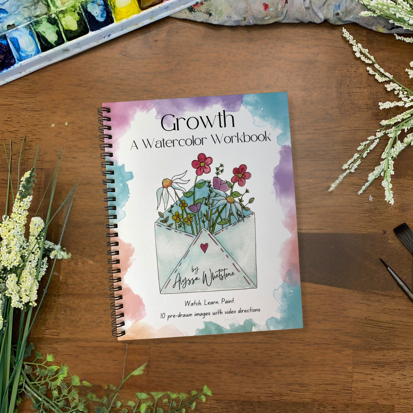 Growth Watercolor Workbook - Video Directions Included - alyssawhetstoneart