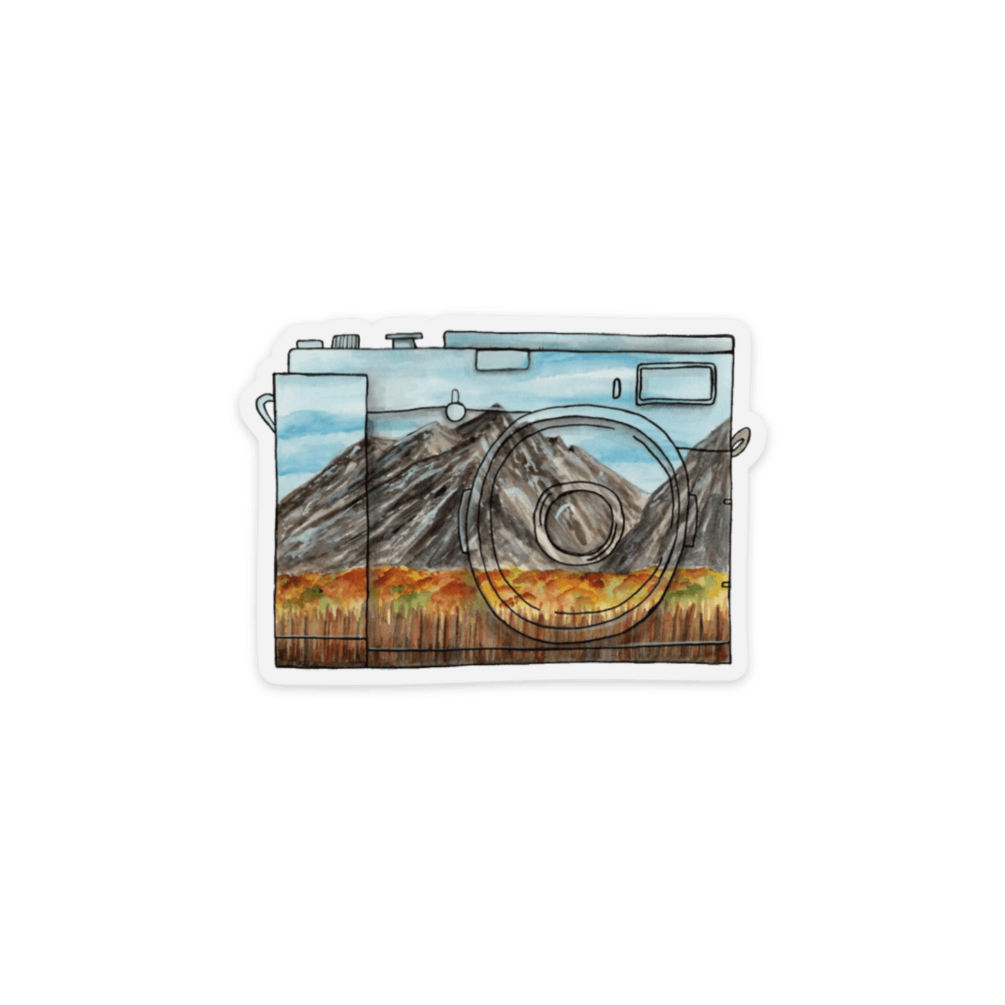 Camera Mountains Sticker - Vinyl Decal Sticker