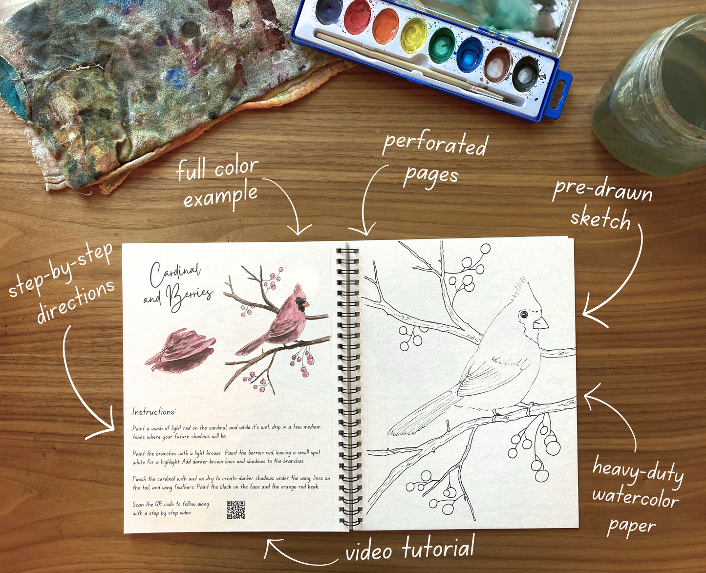 Winter Watercolor Workbook - Video Directions Included - alyssawhetstoneart