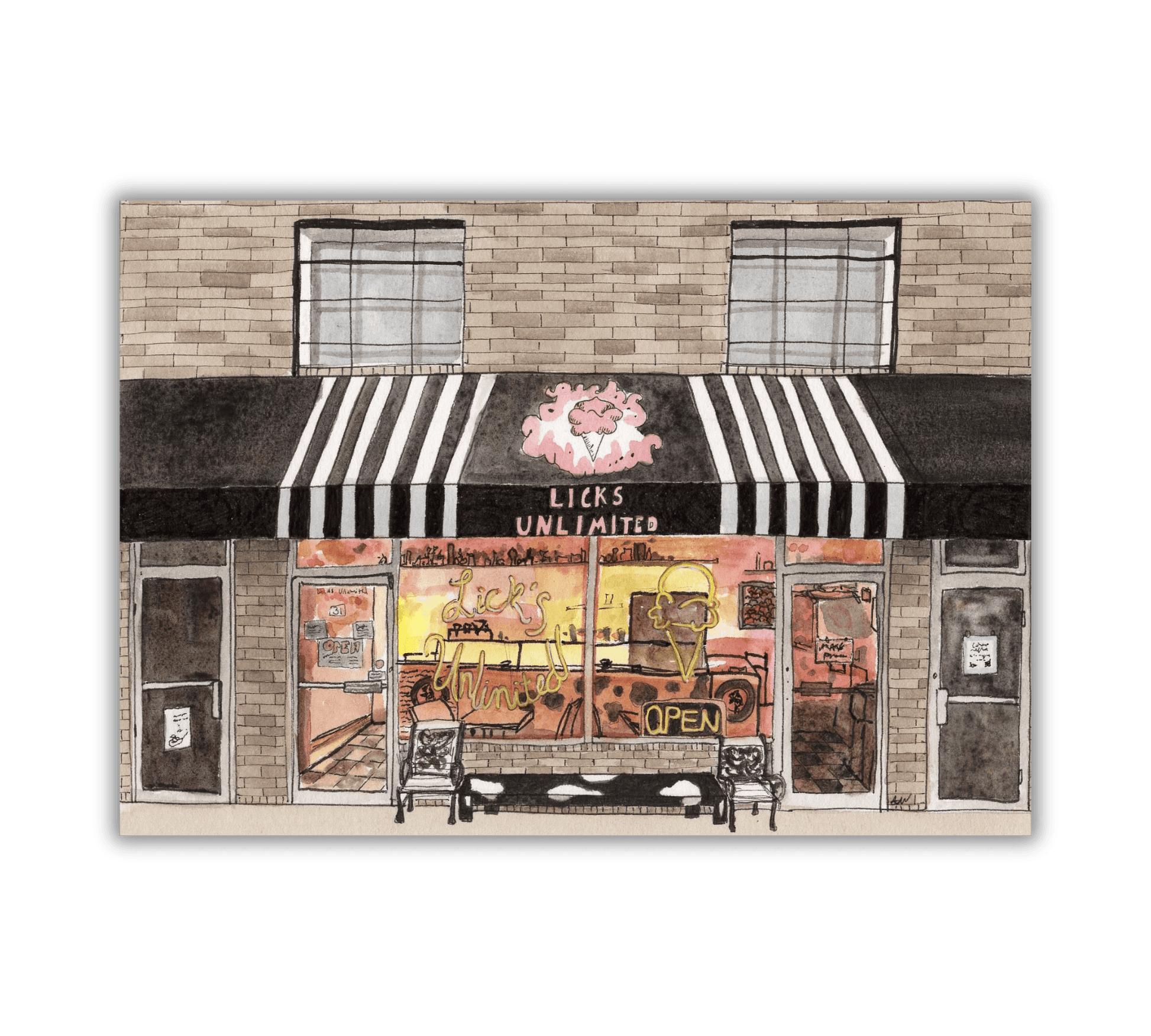 Excelsior Licks Unlimited - Pen and Watercolor Art - Archival Quality Art Print - alyssawhetstoneart