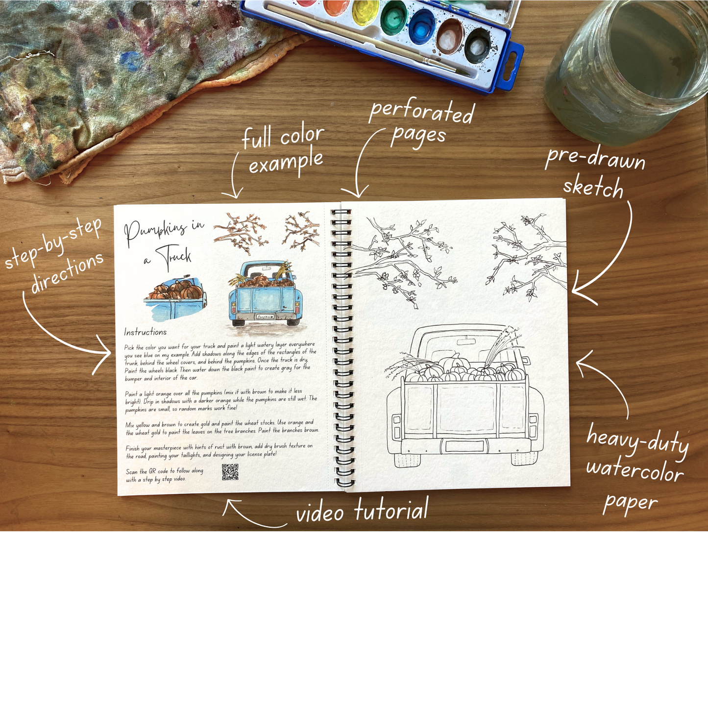 Autumn Watercolor Workbook - Video Directions Included - alyssawhetstoneart