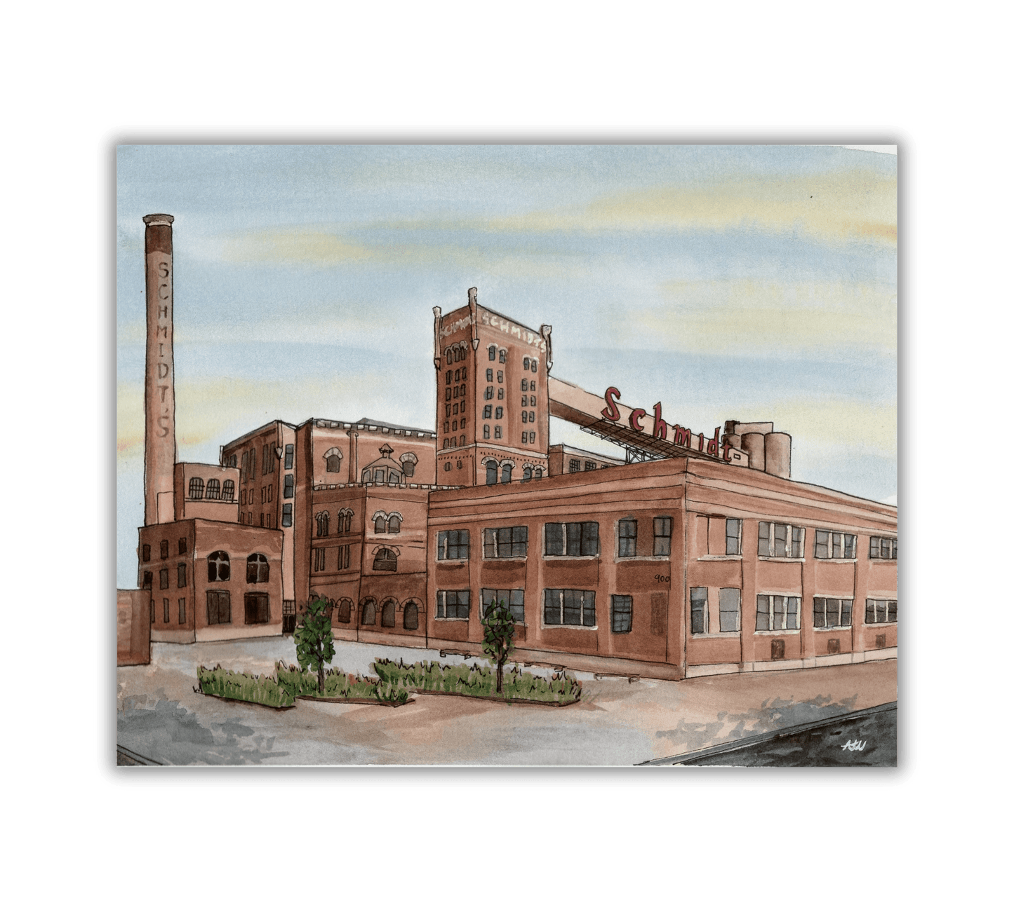 Schmidt Building in Pen and Watercolor - Archival Quality Art Print