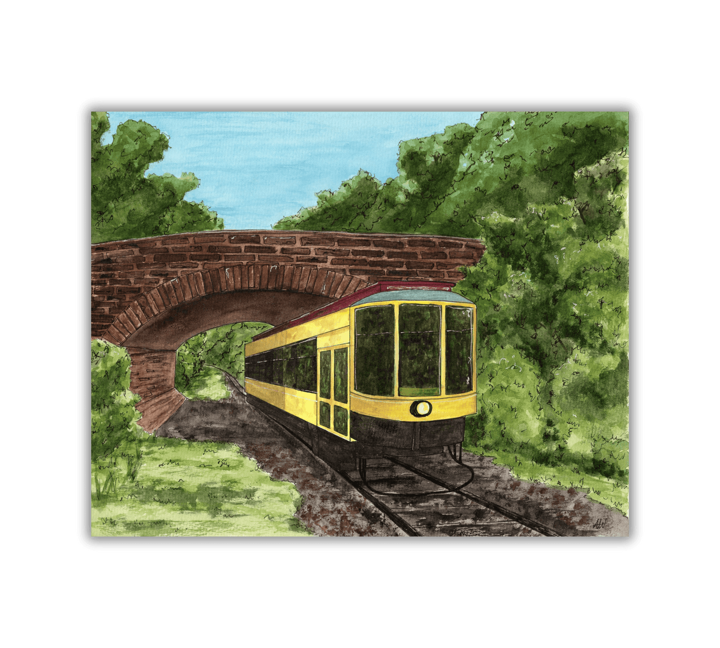 Excelsior Trolley - Pen and Watercolor Art - Archival Quality Art Print