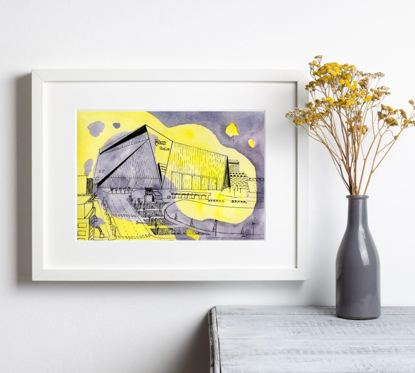 US Bank Stadium in Pen and Watercolor - Archival Quality Art Print