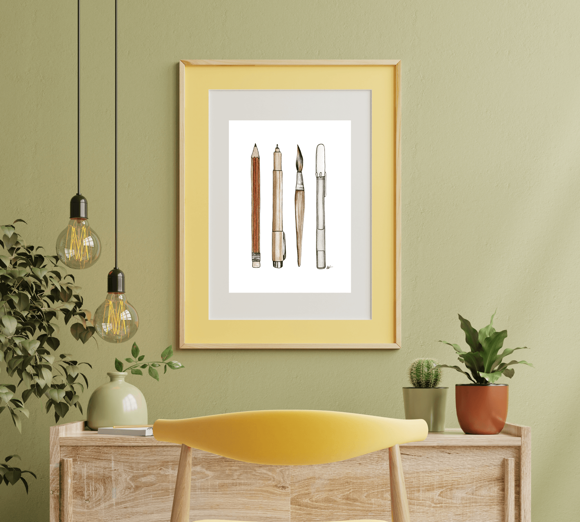 Complete Supply Set Illustration - Pen and Watercolor Art - Archival Quality Art Print - alyssawhetstoneart