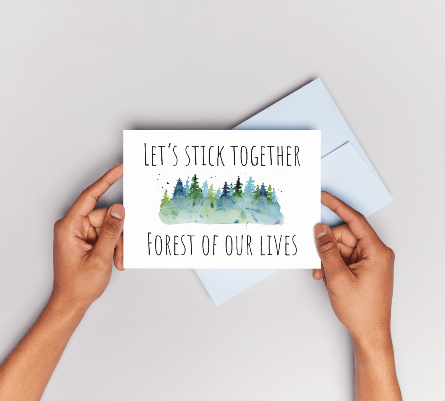 Let's Stick Together Watercolor Greeting Card