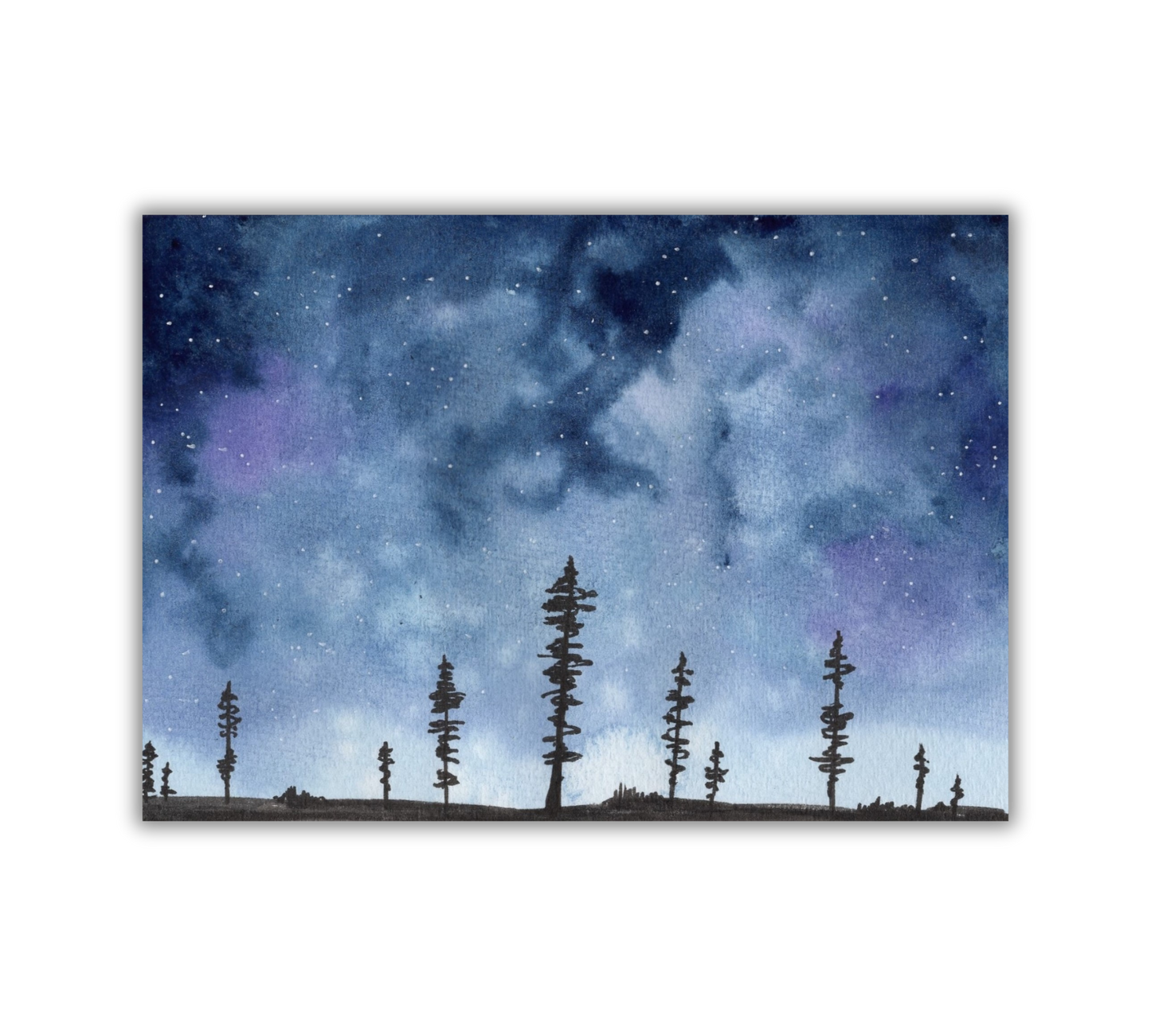 Stormy Night Sky - Pen and Watercolor Archival Art Print - alyssawhetstoneart