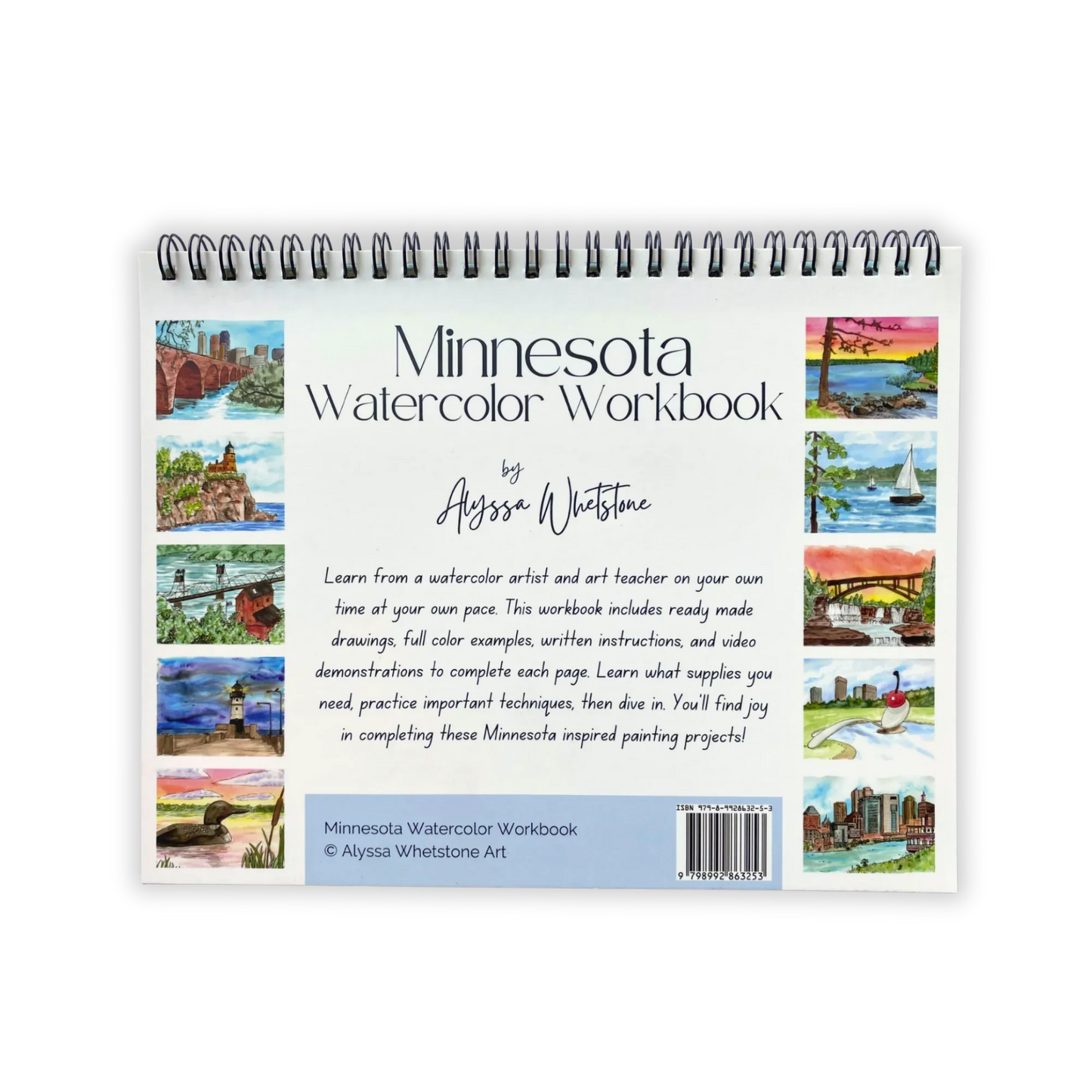 Minnesota Watercolor Workbook - Video Directions Included - alyssawhetstoneart