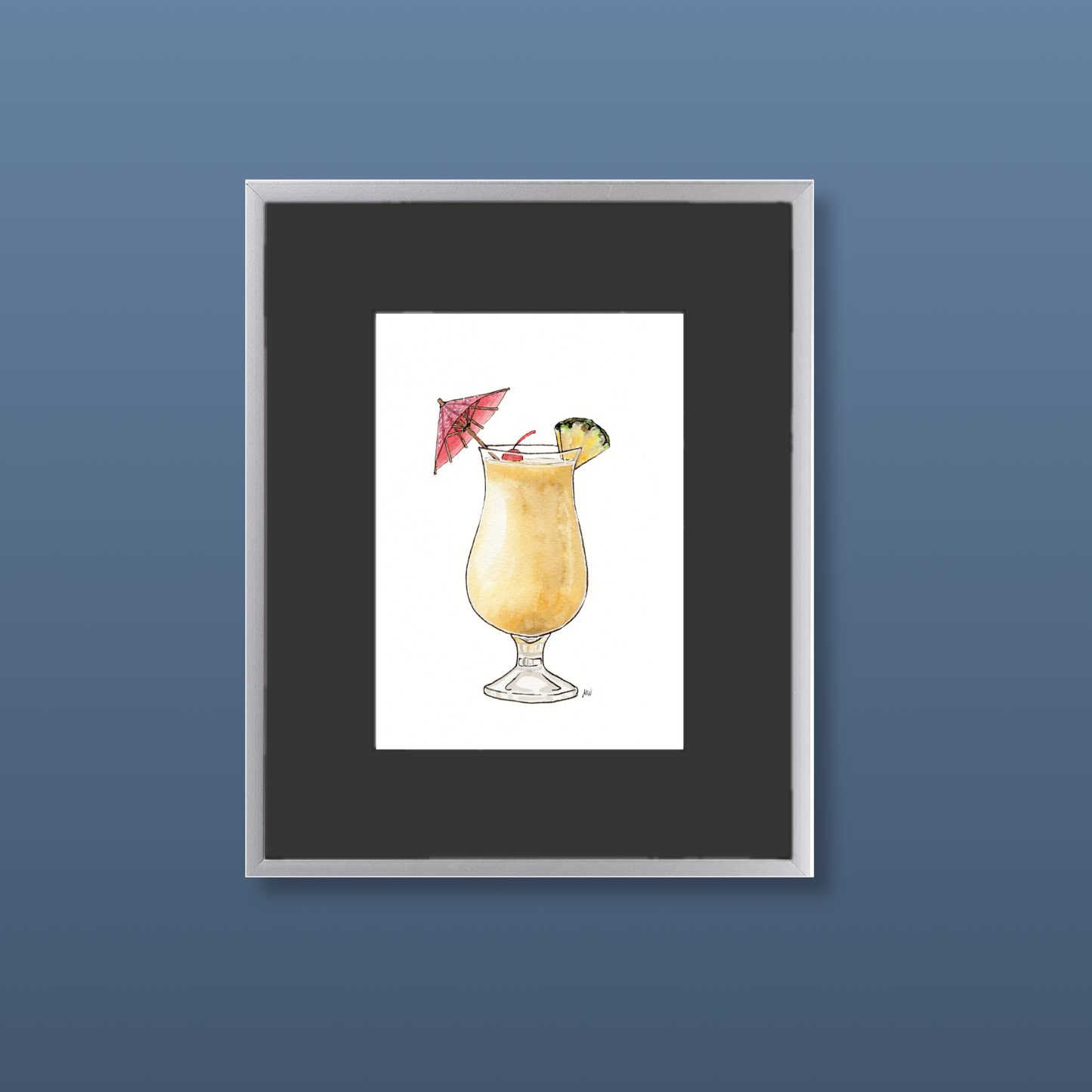 Pina Colada - Framed Original Watercolor Painting