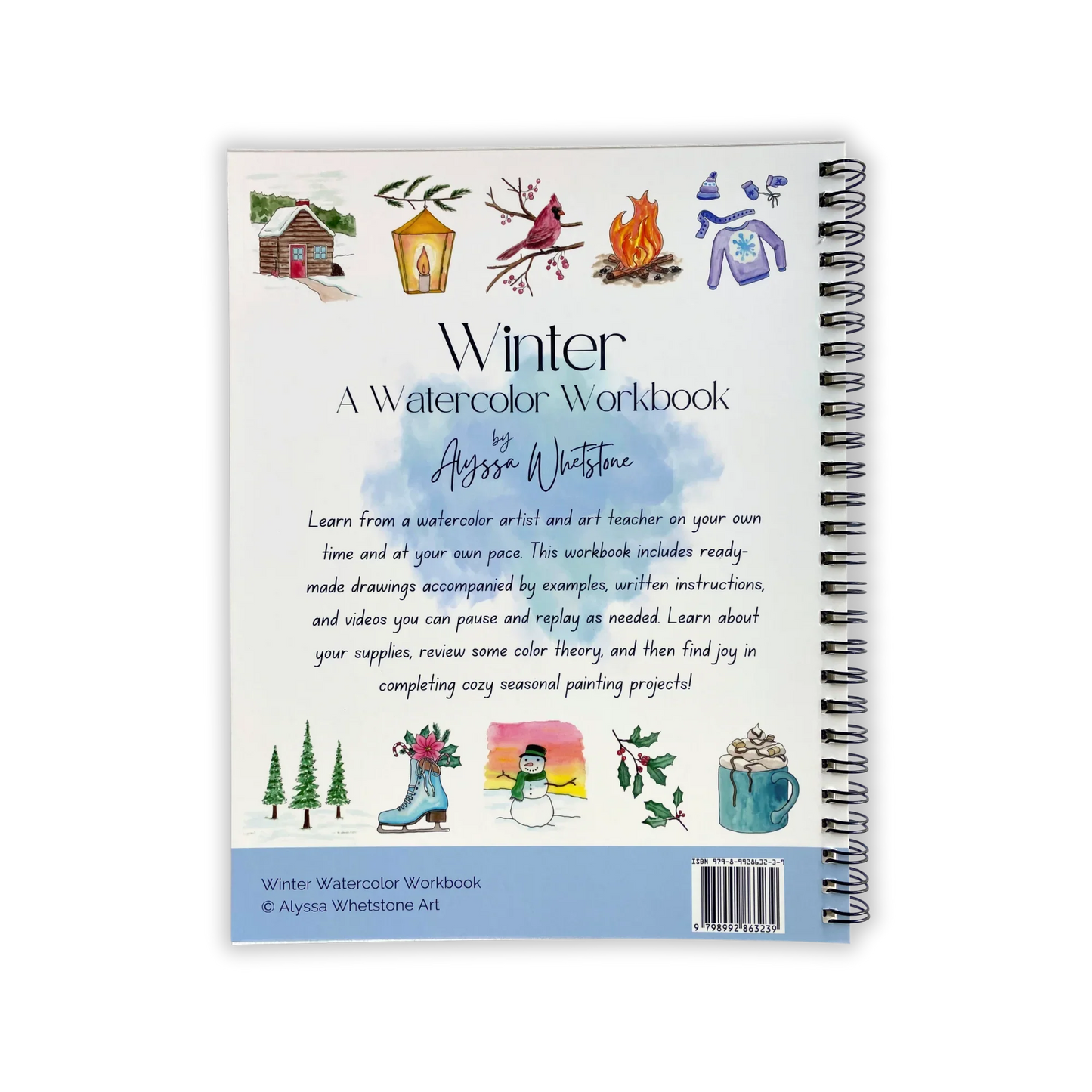 Winter Watercolor Workbook - Video Directions Included - alyssawhetstoneart
