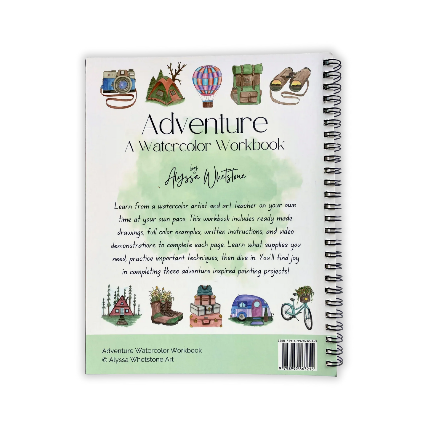 Adventure Watercolor Workbook - Video Directions Included - alyssawhetstoneart