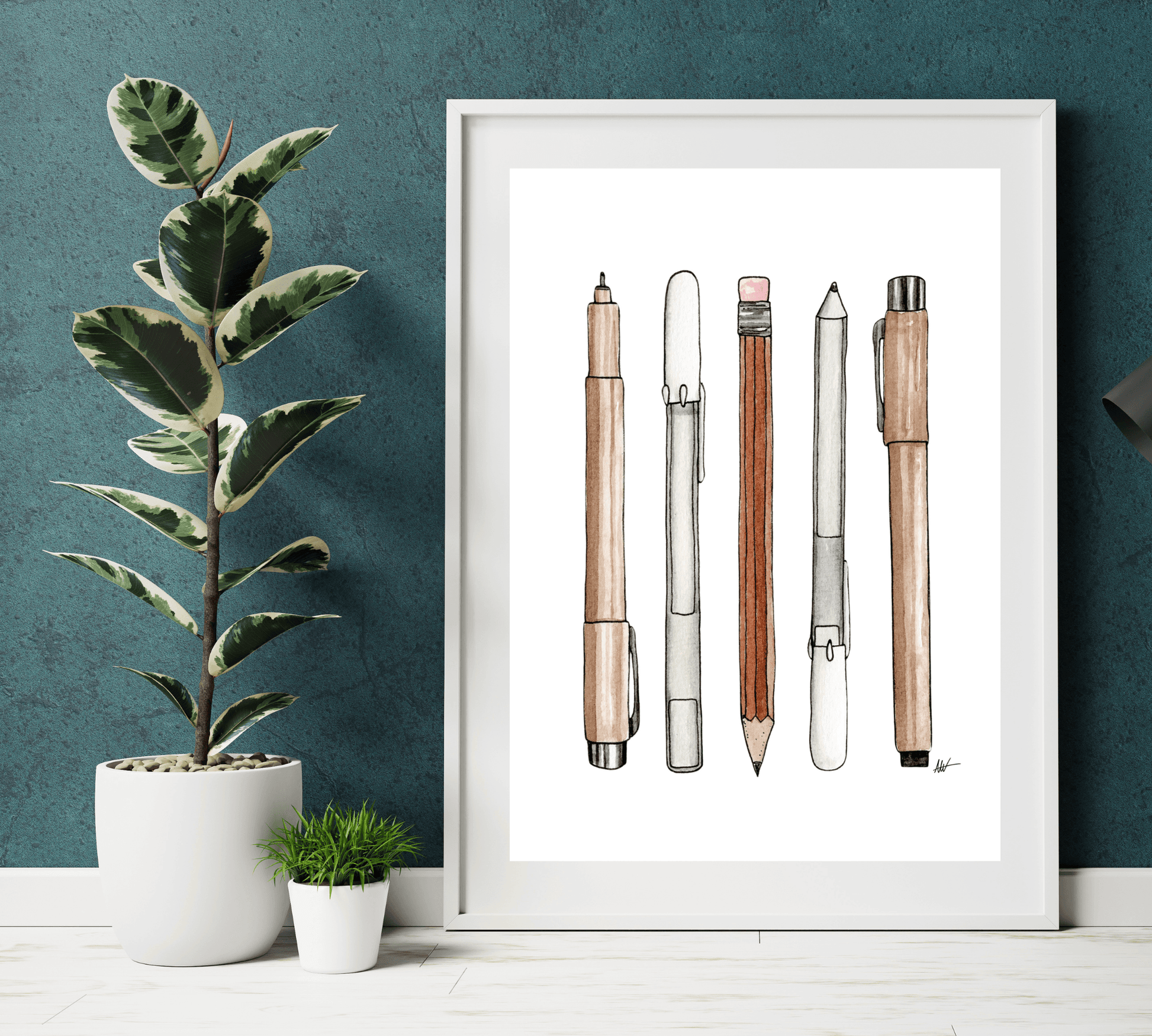 Drawing Supplies Illustration - Pen and Watercolor Art - Archival Quality Art Print - alyssawhetstoneart