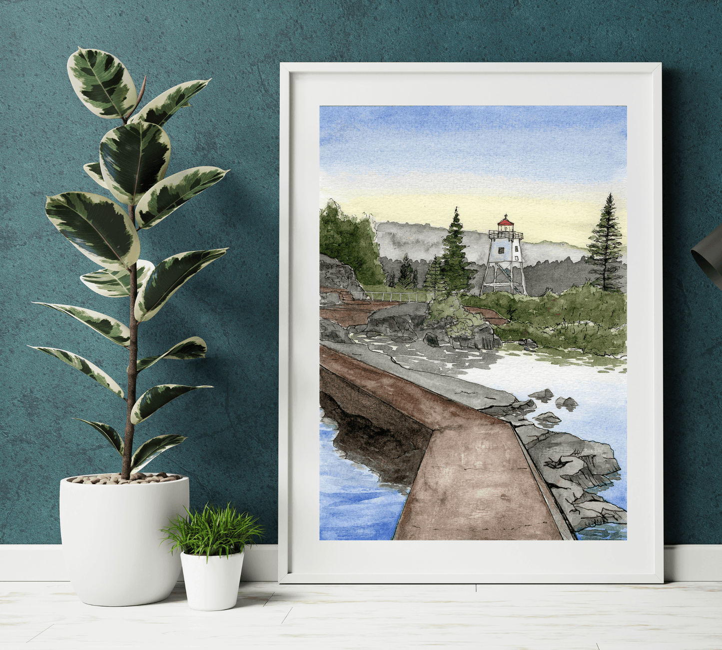 Artist's Point Grand Marais Pen and Watercolor Art - Archival Quality Art Print