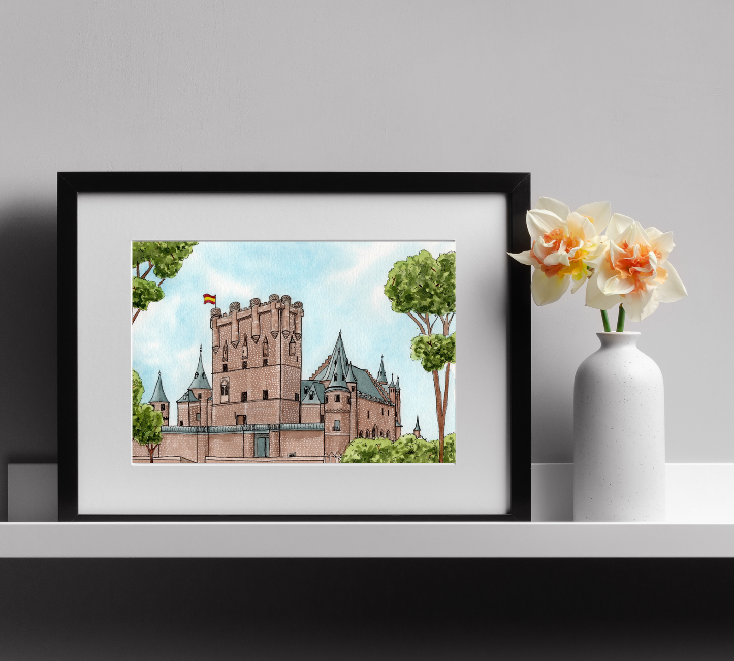 Alcazar Segovia Castle - Pen and Watercolor Art - Archival Quality Art Print