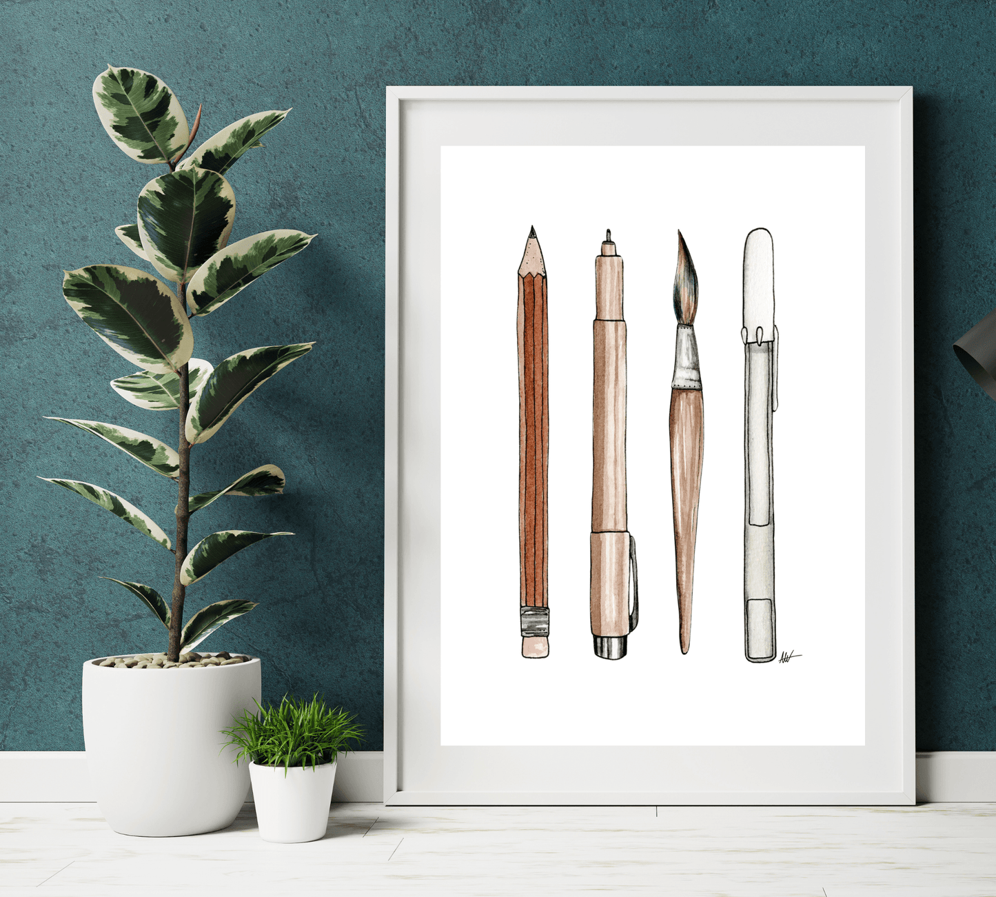 Complete Supply Set Illustration - Pen and Watercolor Art - Archival Quality Art Print
