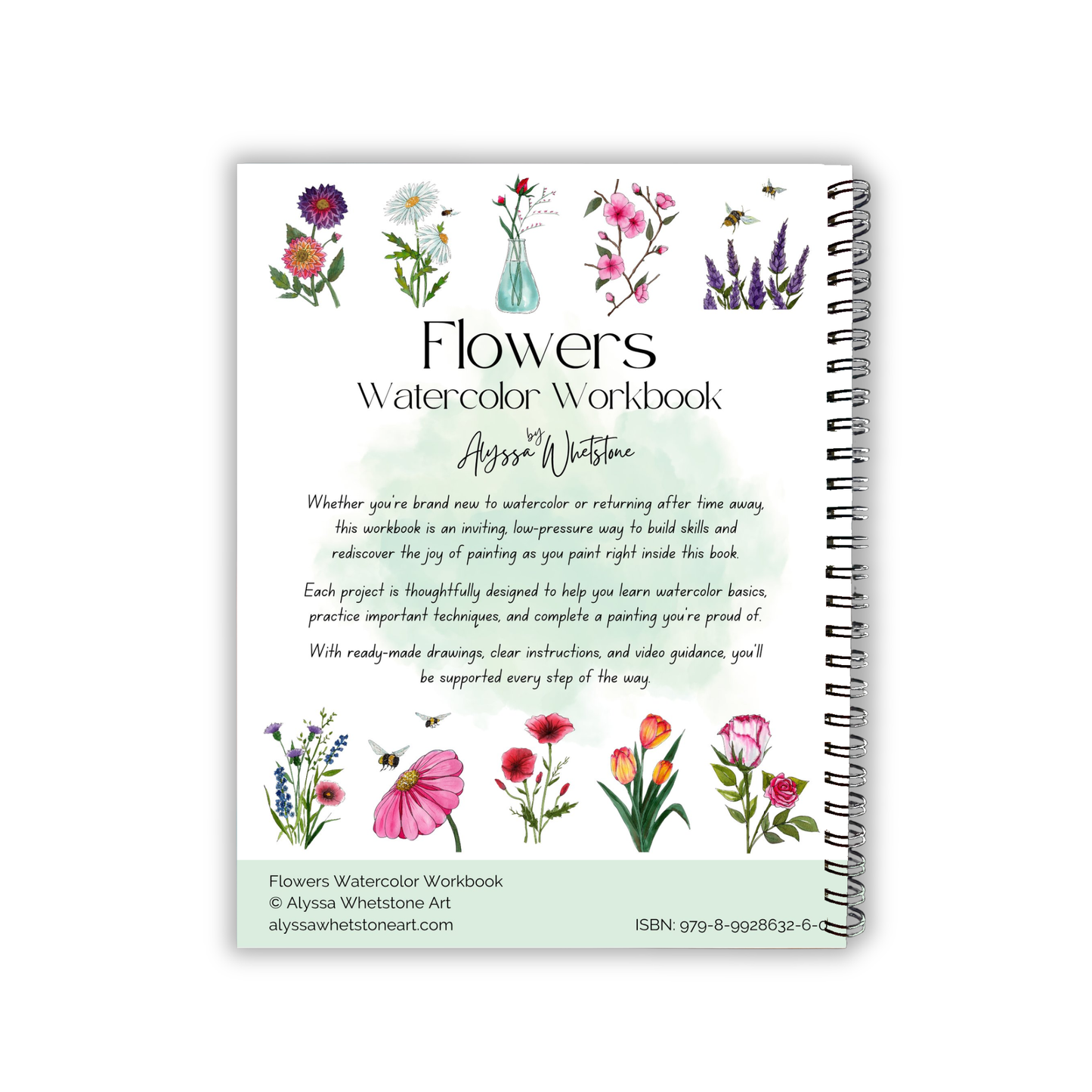 Flowers Watercolor Workbook - Video Directions Included