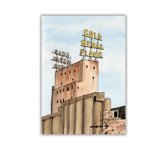 Gold Medal Flour Building in Minneapolis - Pen and Watercolor Art - Archival Quality Art Print - alyssawhetstoneart