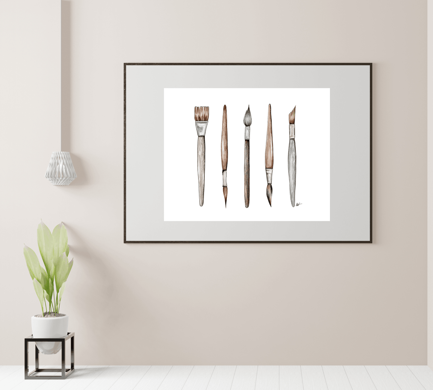 Paint Brushes Illustration - Pen and Watercolor Art - Archival Quality Art Print