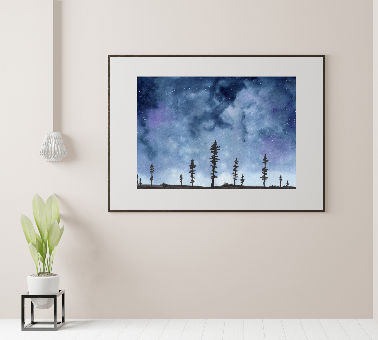 Stormy Night Sky - Pen and Watercolor Archival Art Print - alyssawhetstoneart