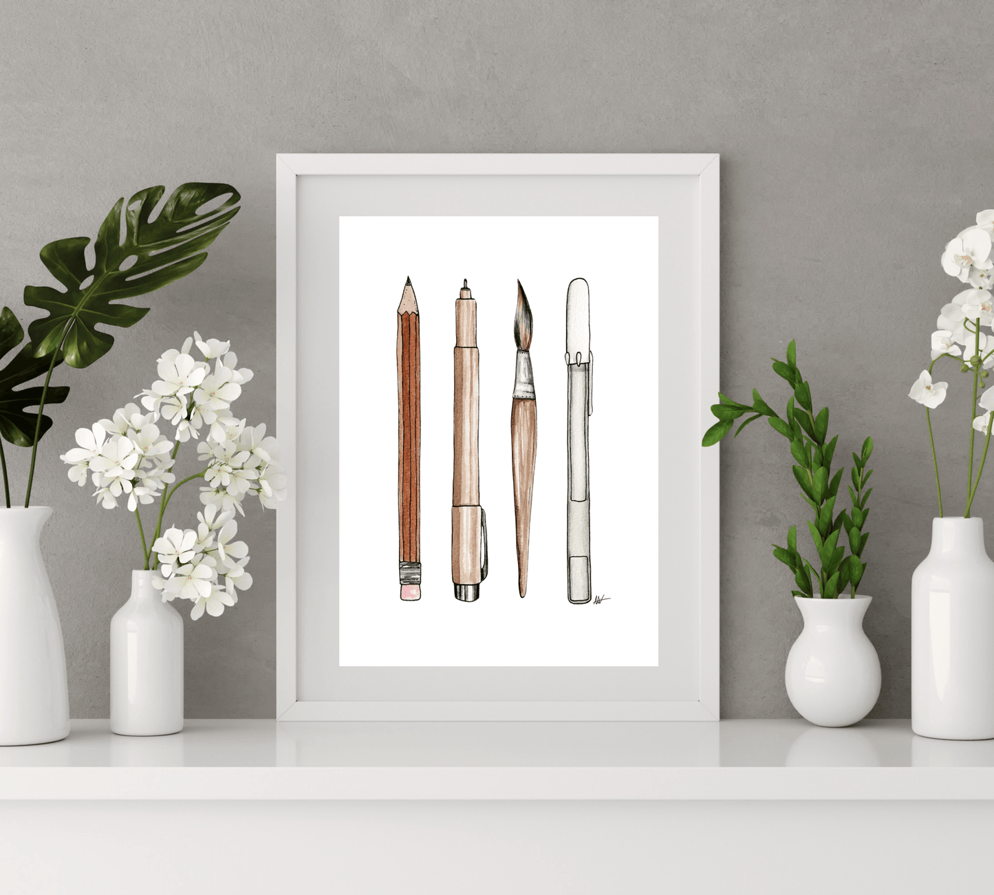 Complete Supply Set Illustration - Pen and Watercolor Art - Archival Quality Art Print