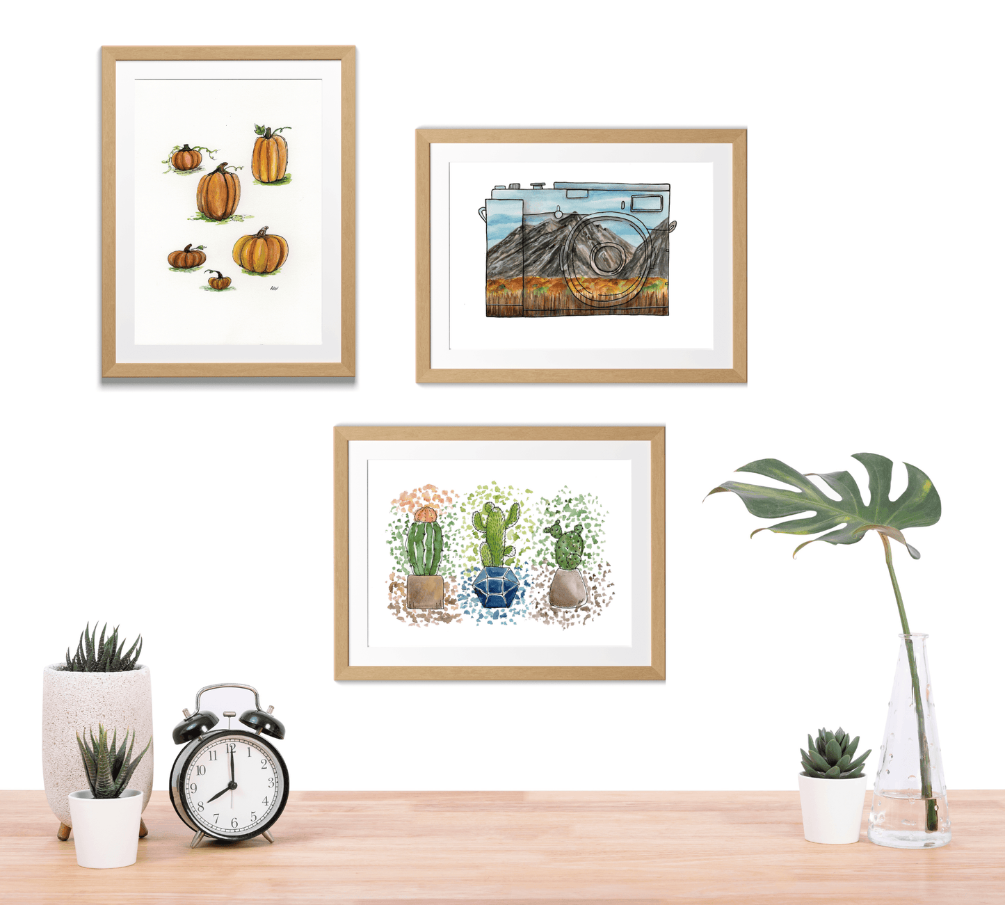 Pumpkins - Pen and Watercolor Archival Art Print