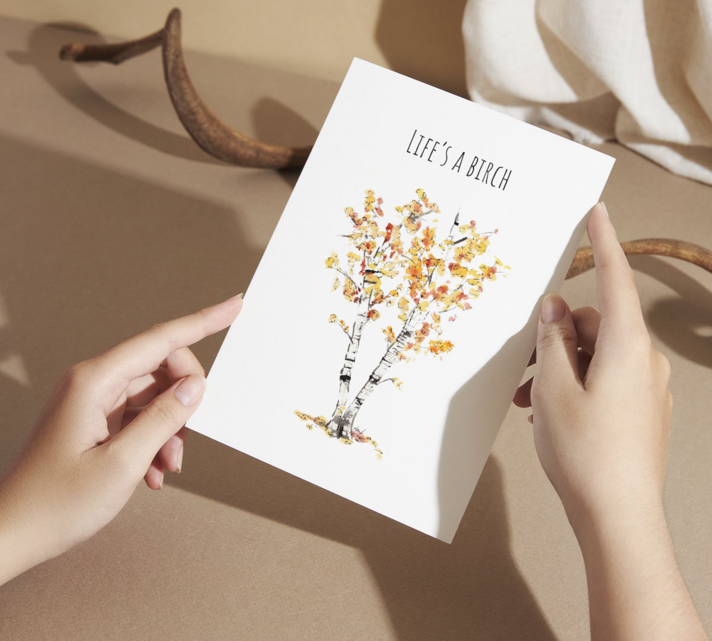 Life is a Birch Watercolor Greeting Card - alyssawhetstoneart