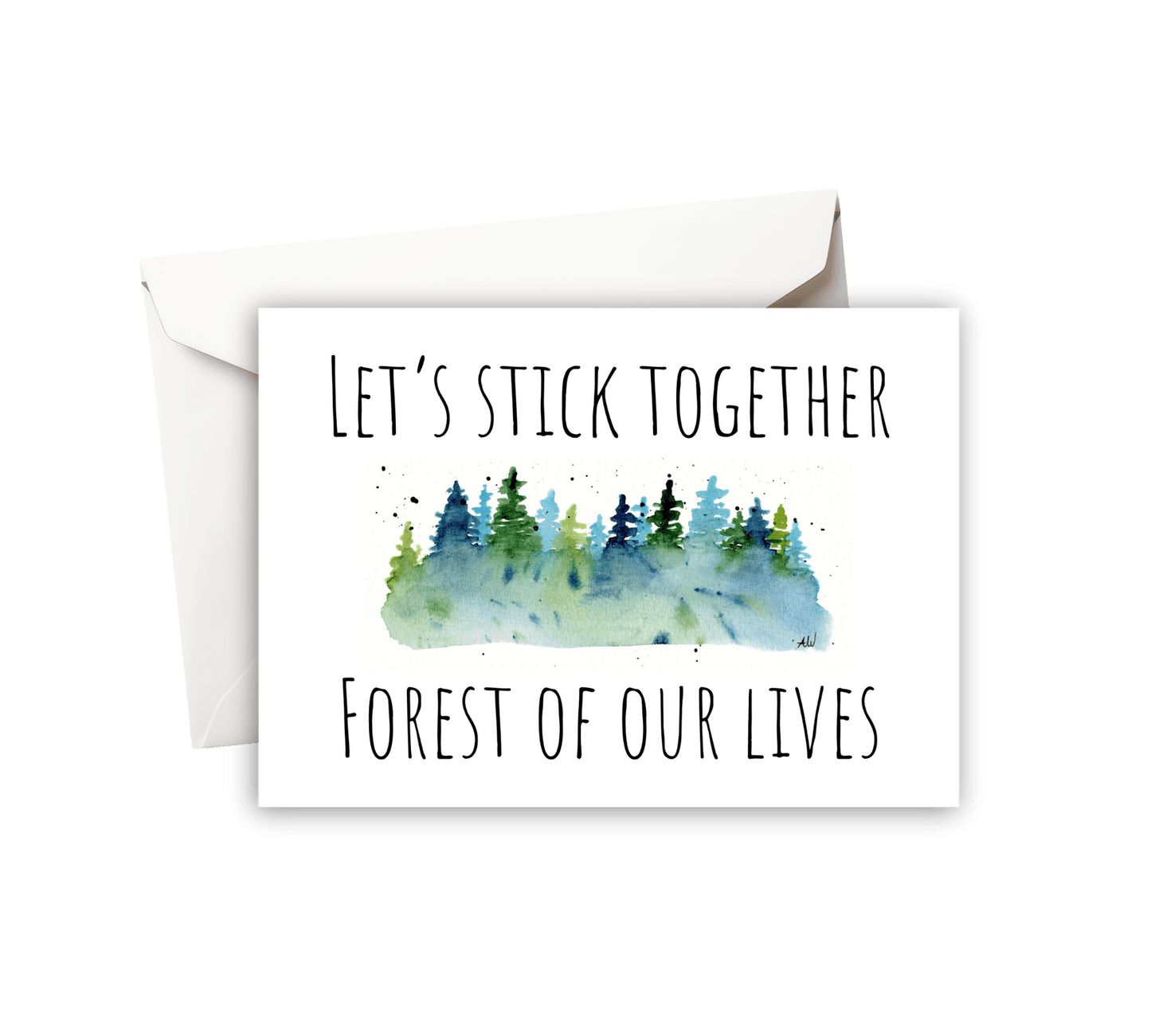 Let's Stick Together Watercolor Greeting Card