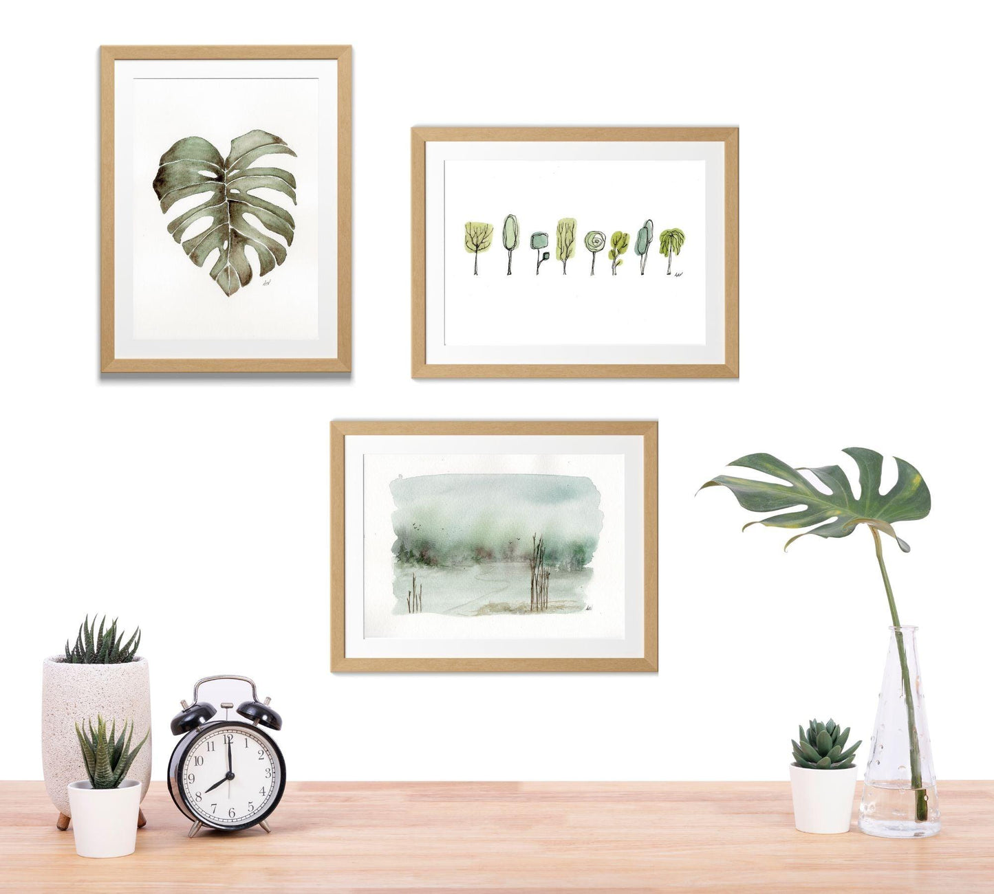 Monstera Leaf - Pen and Watercolor Archival Art Print - alyssawhetstoneart