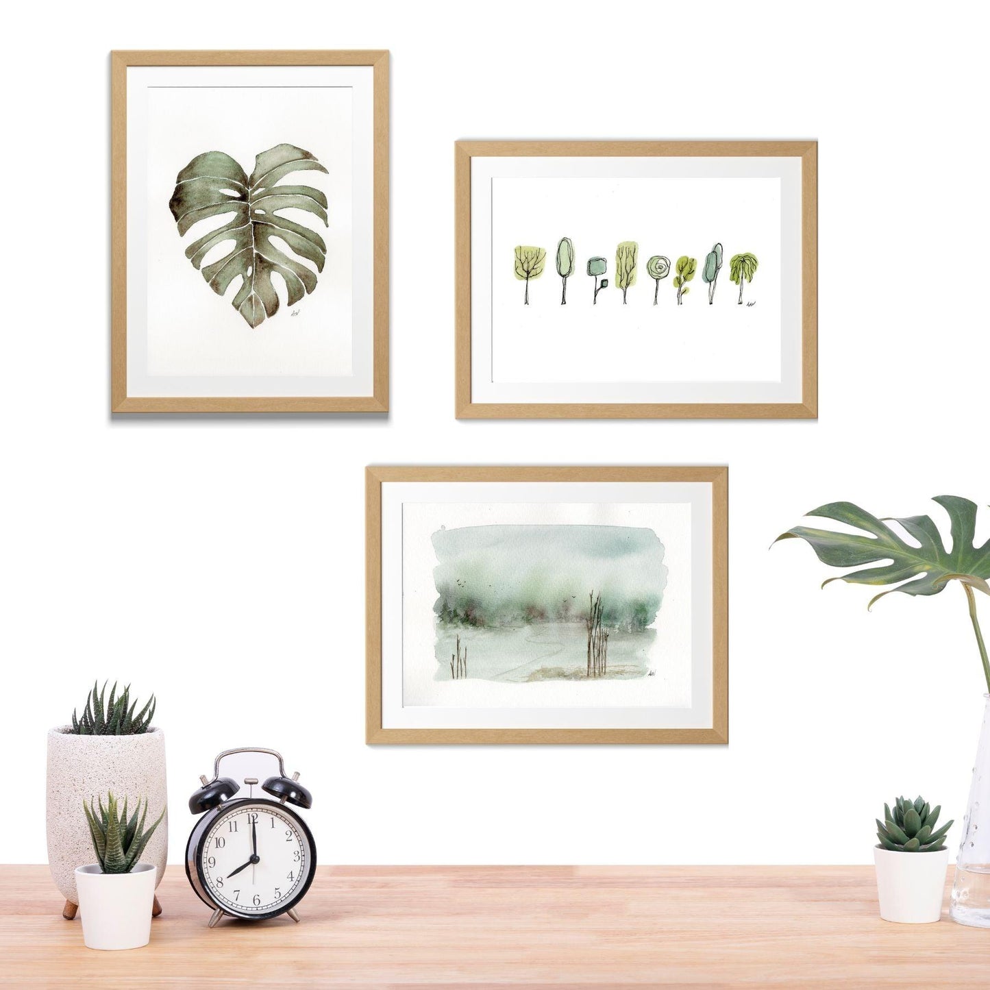 Monstera Leaf - Pen and Watercolor Archival Art Print - alyssawhetstoneart