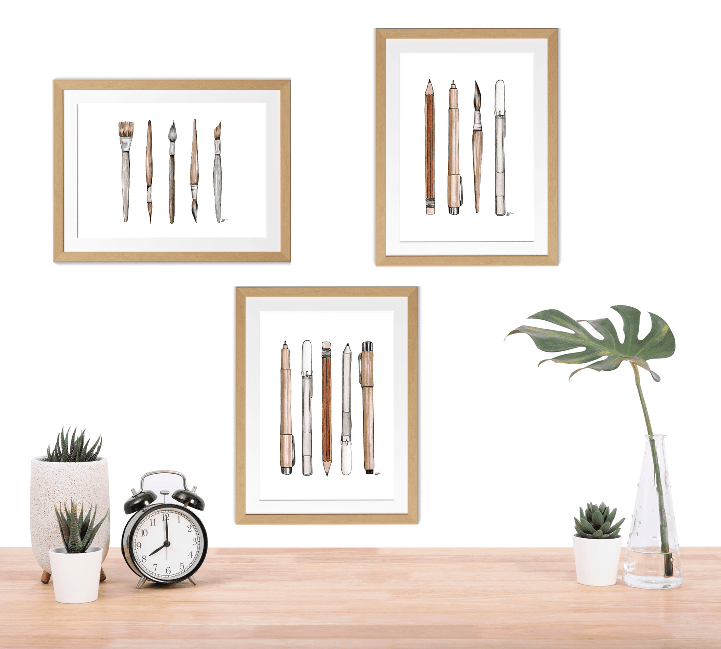 Complete Supply Set Illustration - Pen and Watercolor Art - Archival Quality Art Print - alyssawhetstoneart