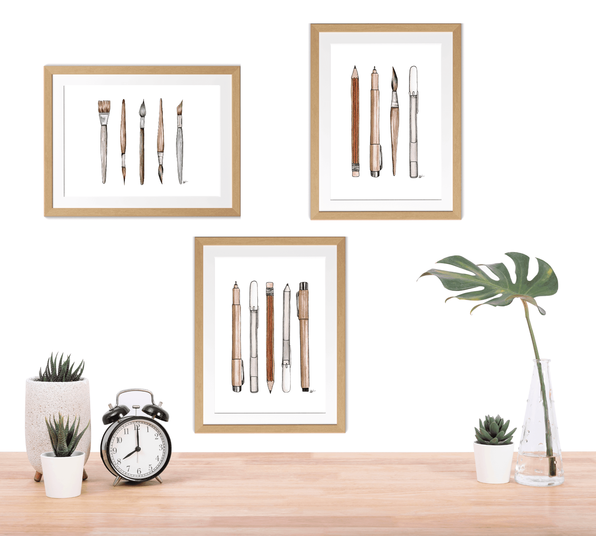 Complete Supply Set Illustration - Pen and Watercolor Art - Archival Quality Art Print - alyssawhetstoneart