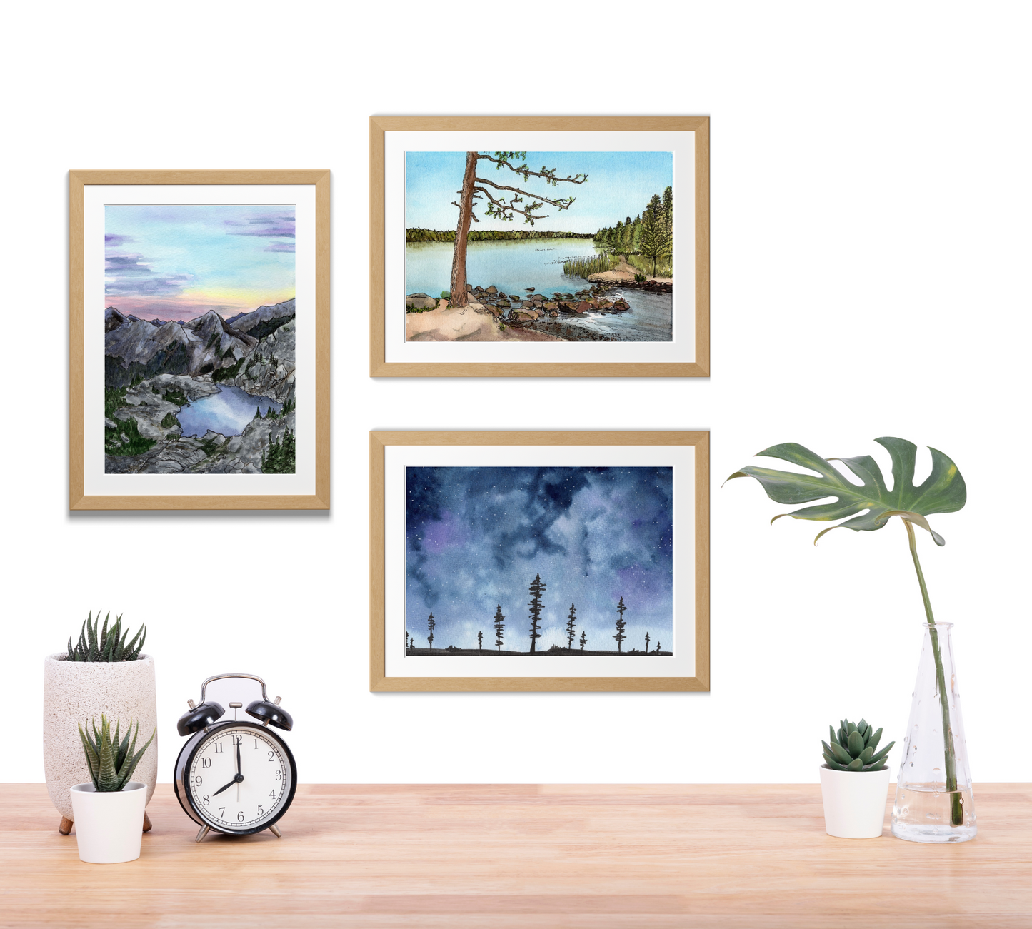 Stormy Night Sky - Pen and Watercolor Archival Art Print - alyssawhetstoneart
