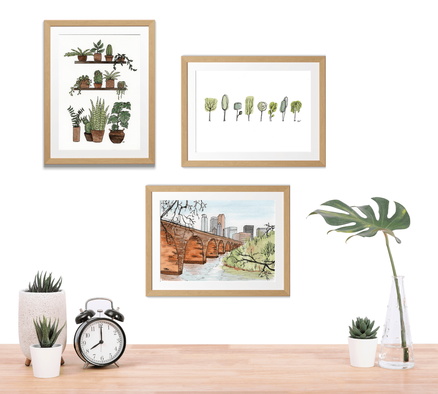 Shelves of Plants - Pen and Watercolor Archival Art Print