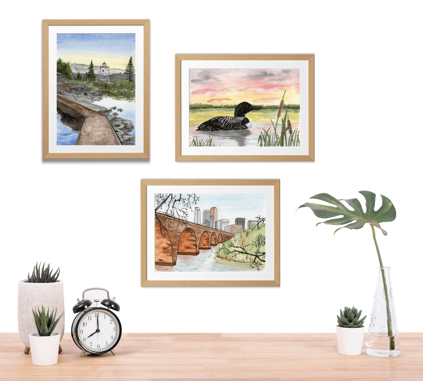 Artist's Point Grand Marais Pen and Watercolor Art - Archival Quality Art Print