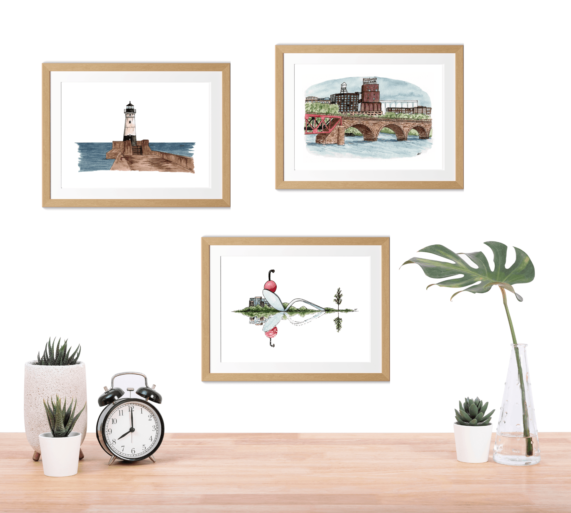Duluth Lighthouse Illustration - Pen and Watercolor Art - Archival Quality Art Print - alyssawhetstoneart