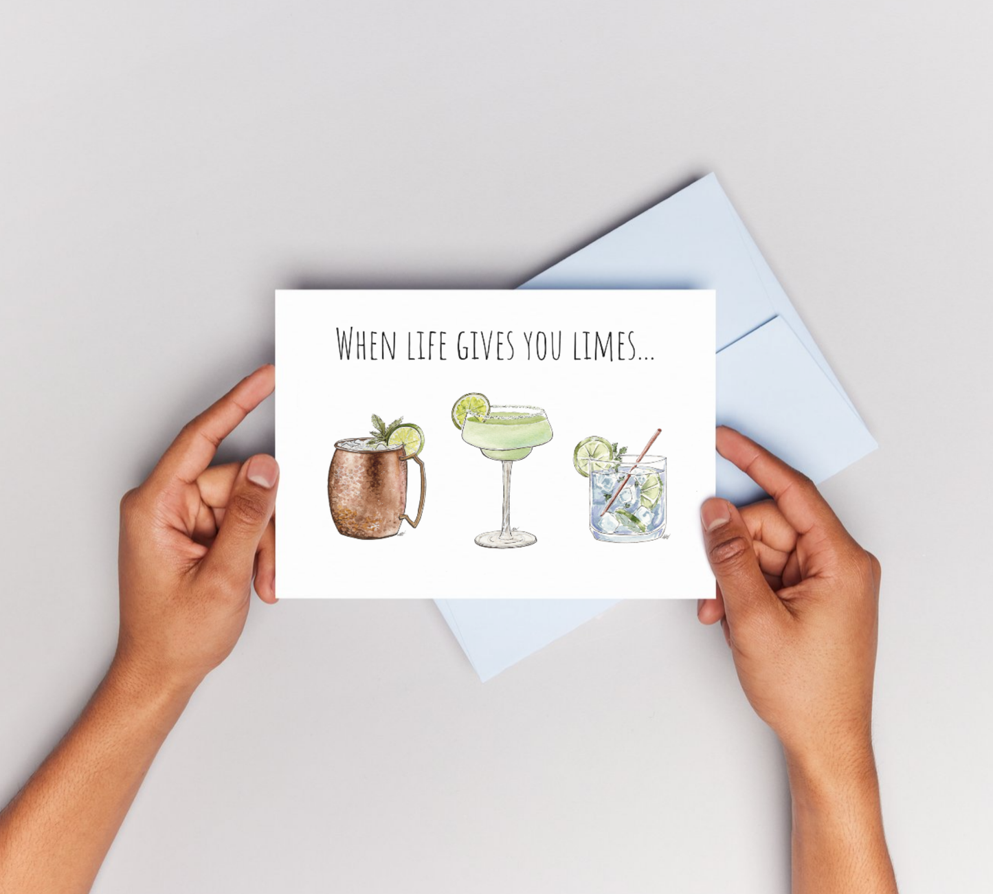 When Life Gives You Limes Watercolor Greeting Card - alyssawhetstoneart