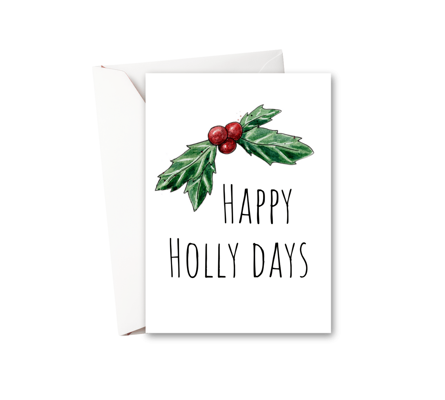 Happy Holly Days Watercolor Greeting Card