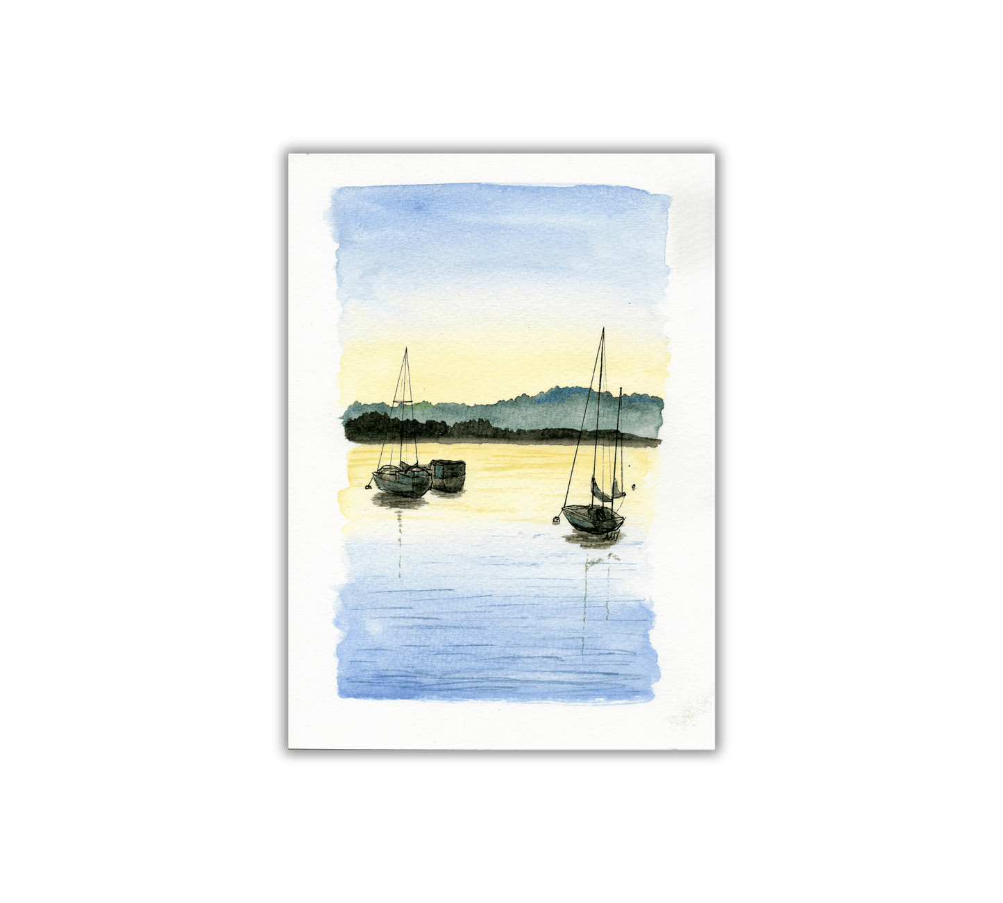 Grand Marais Sailboats Pen and Watercolor Art - Archival Quality Art Print - alyssawhetstoneart