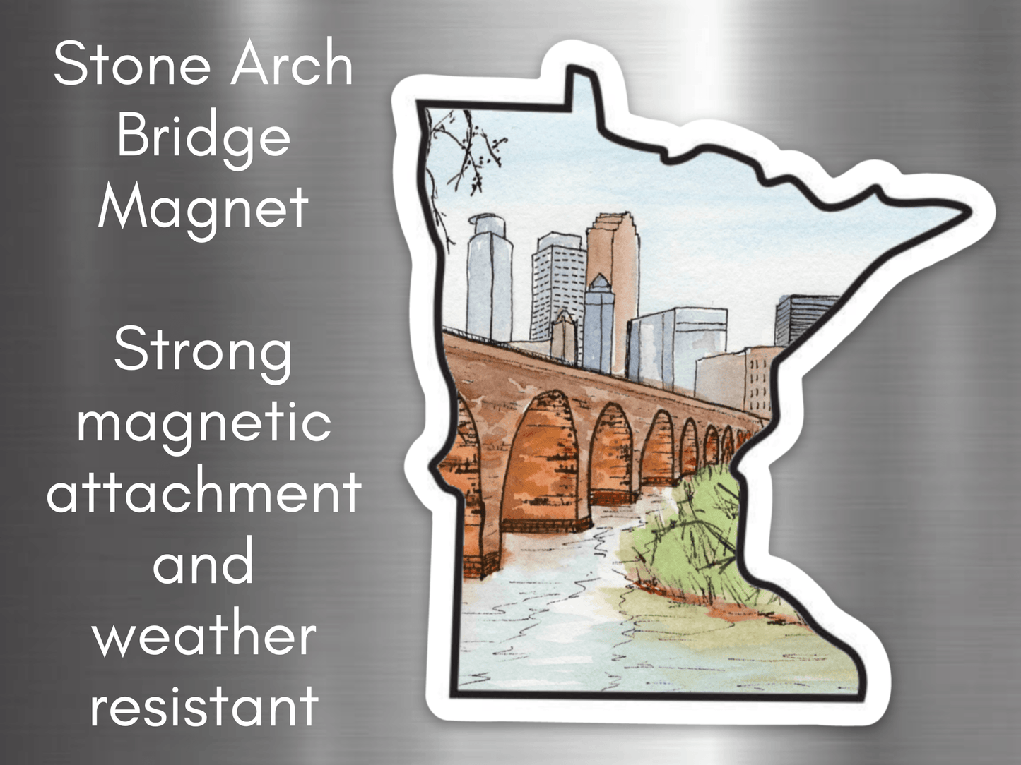 Minnesota Magnets - Stone Arch Bridge - Duluth Lift Bridge - Lake Itasca - alyssawhetstoneart