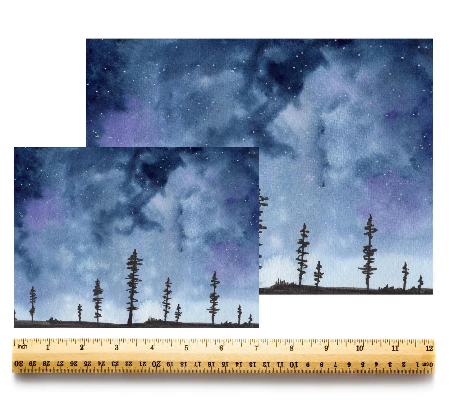 Stormy Night Sky - Pen and Watercolor Archival Art Print - alyssawhetstoneart