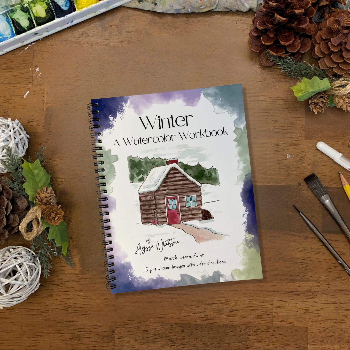 Winter Watercolor Workbook - Video Directions Included - alyssawhetstoneart