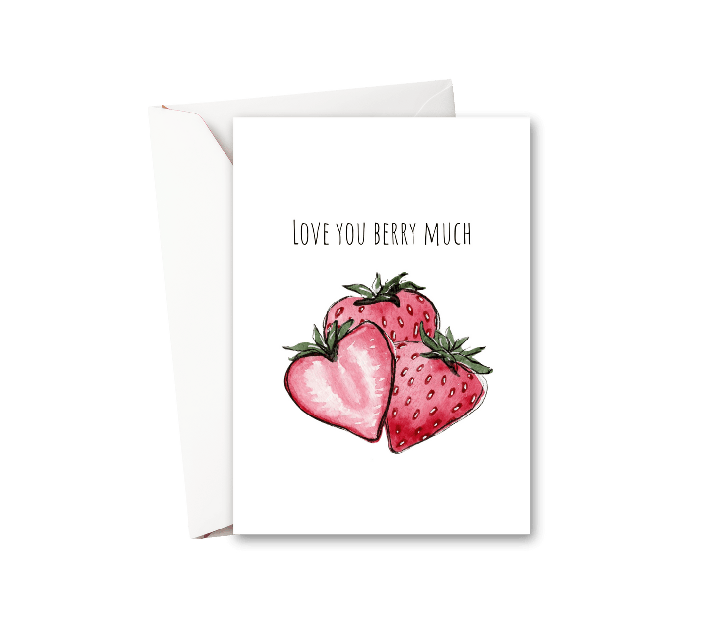 Love You Berry Much Watercolor Greeting Card - alyssawhetstoneart
