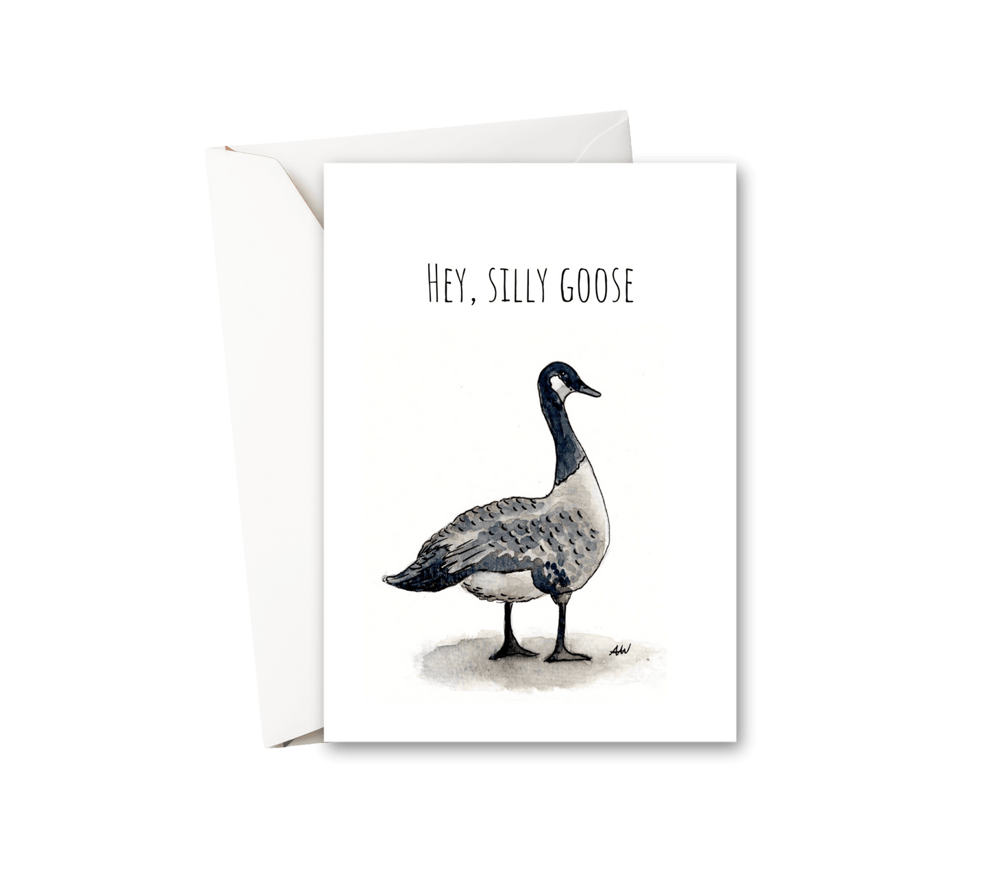 Hey Silly Goose Watercolor Greeting Card - alyssawhetstoneart