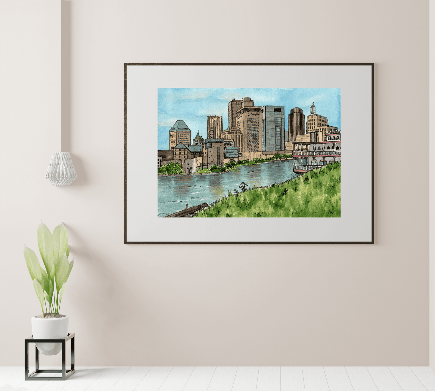 St. Paul Skyline in Pen and Watercolor - Archival Quality Art Print