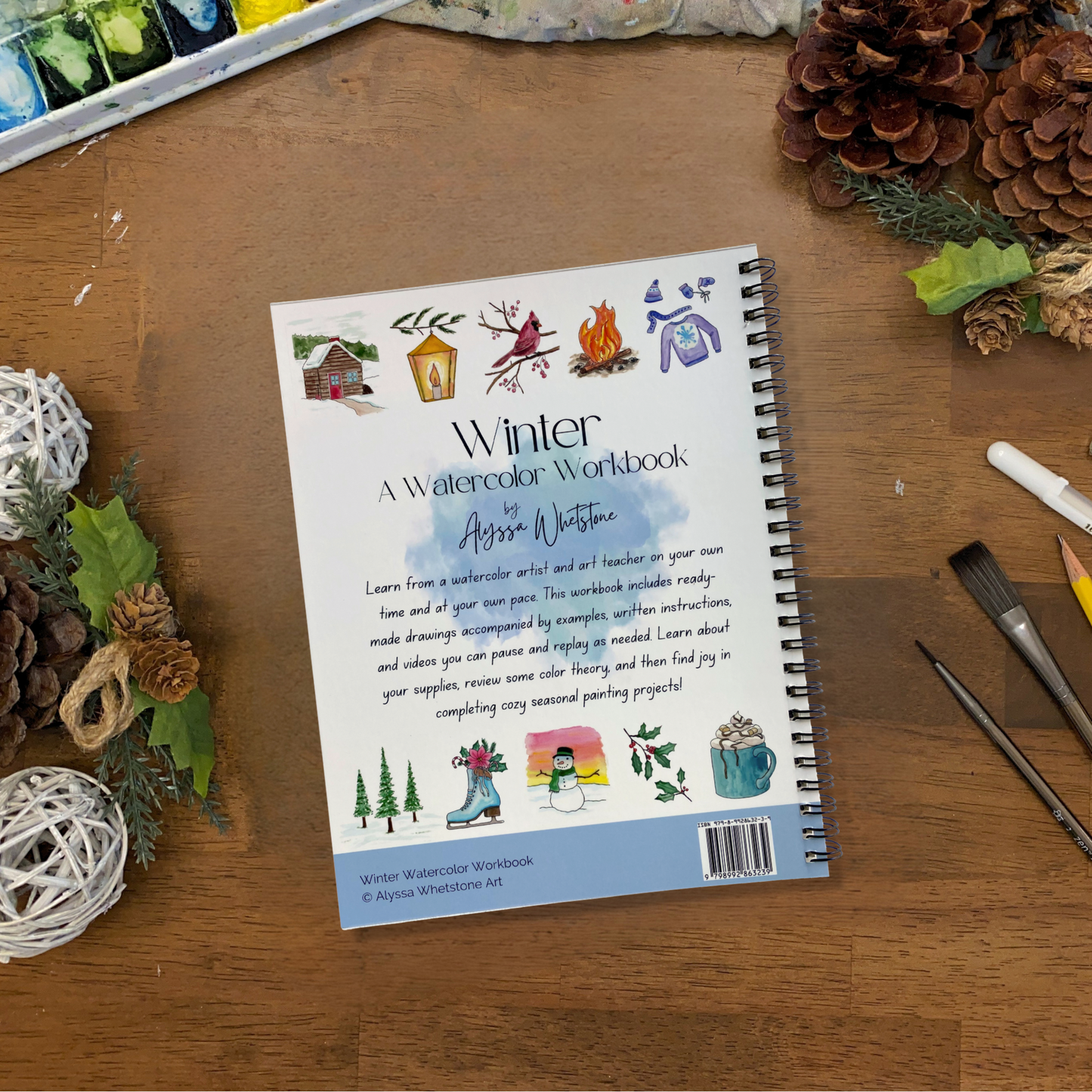 Winter Watercolor Workbook - Video Directions Included - alyssawhetstoneart