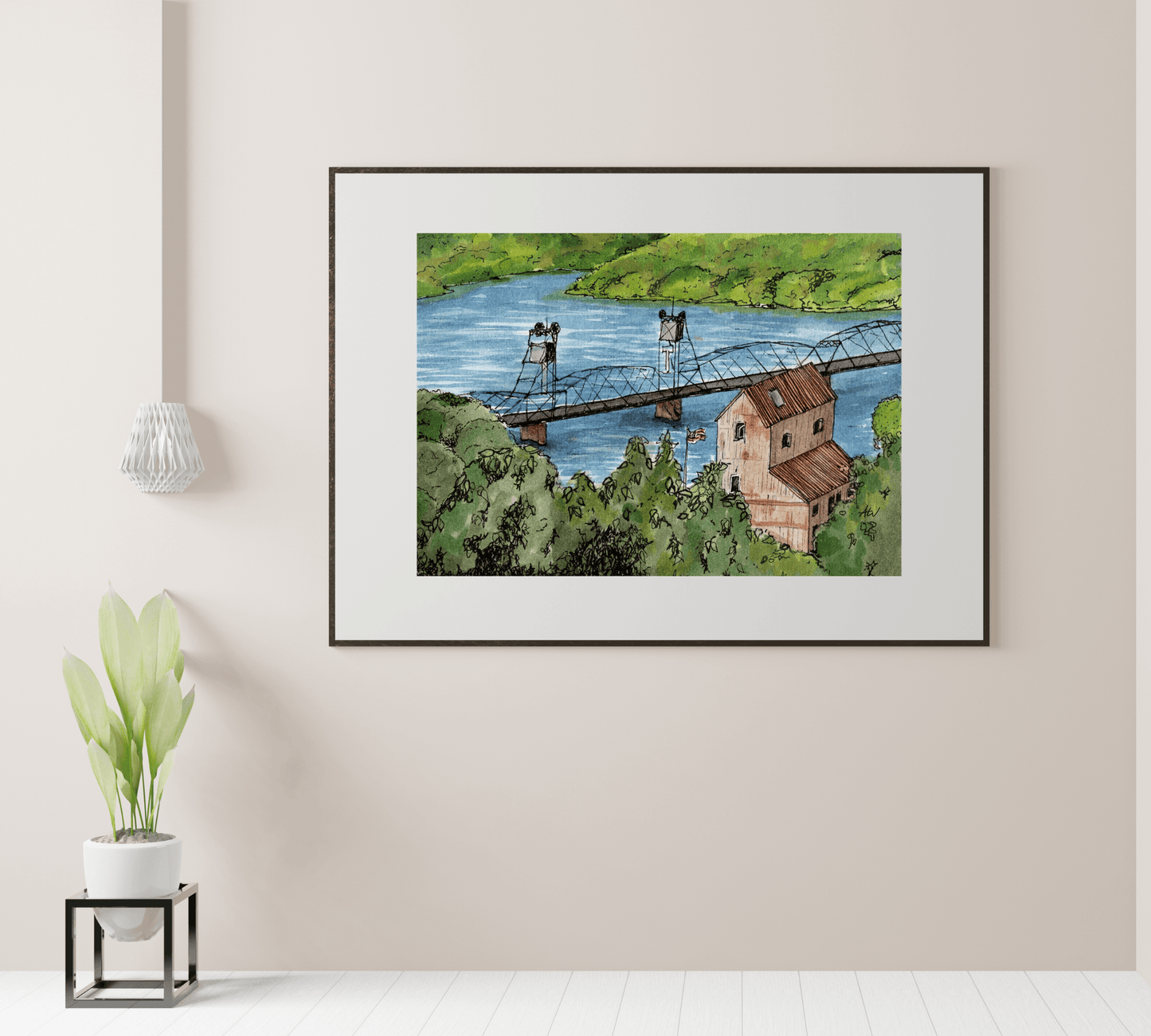 Stillwater in Pen and Watercolor - Archival Quality Art Print